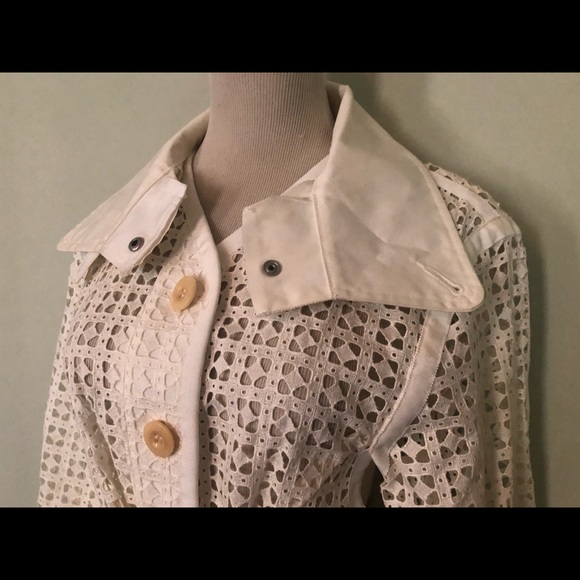 🆕 [Sacai Luck] Ivory Lattice and Lace Jacket Sz: 2 - Picture 4 of 7